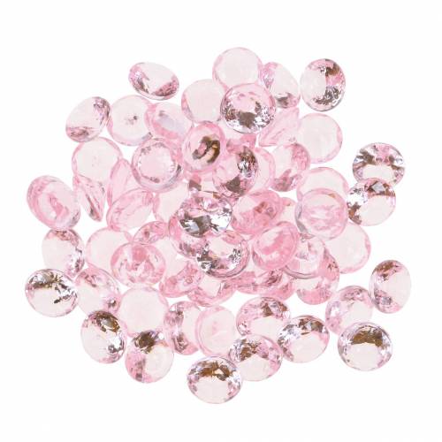 Floristik24 Dekorative sten diamant akryl lys pink Ø1,2cm 175g til fødselsdagsdekoration