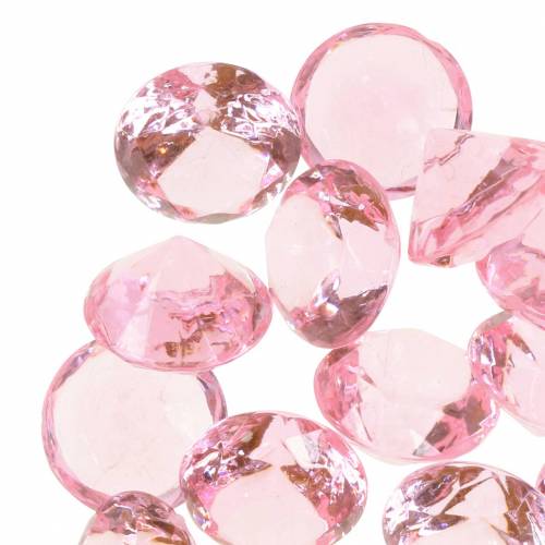 Floristik24 Dekorative sten diamant akryl lys pink Ø1,8cm 150g scatter dekoration til bordet