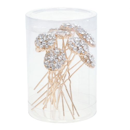 Floristik24 Hårnål bryllup guld med rhinestones 7cm 9stk