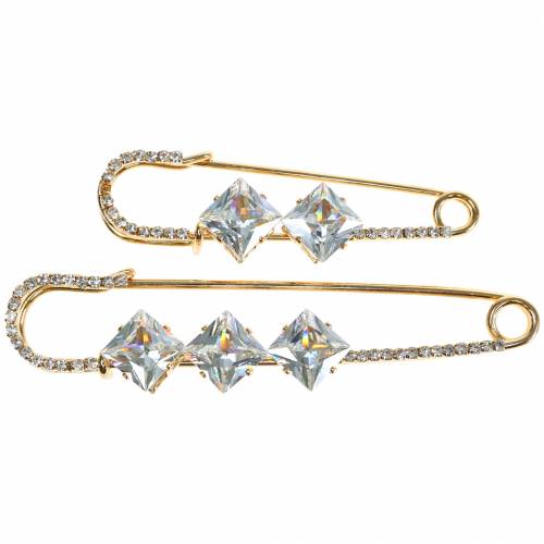Sikkerhedsnål smykker pin diamant guld 2stk