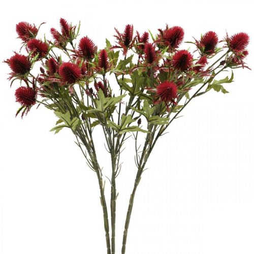 Artikel Tidsel kunstig blomst rød burgunder 10 blomsterhoveder 68cm 3stk