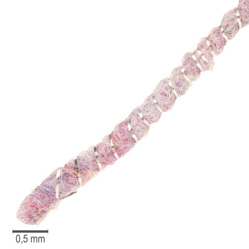 Floristik24 Uldsnor med pink og guldtråd, 5m x 5mm med ståltråd, til dekoration og hobbyarbejde