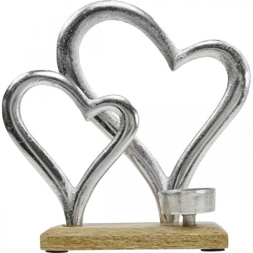 Artikel Fyrfadsstage hjerte metal dekoration bord dekoration træ 22cm