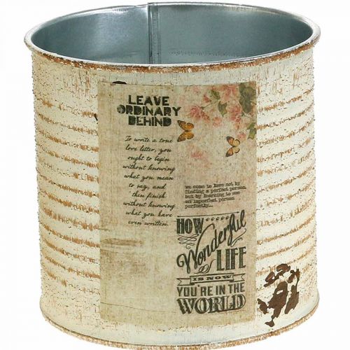 Artikel Plantekasse Creme Metal Shabby Chic Ø11cm H10,5cm