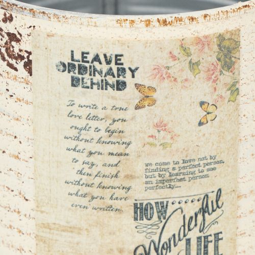 Artikel Blikplante i cremefarvet metal Shabby Chic Ø11cm H10,5cm
