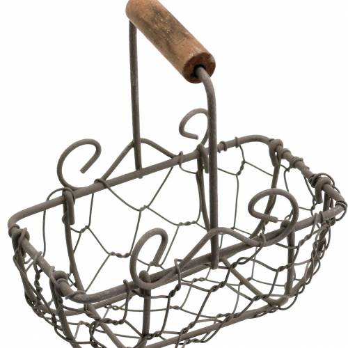 Floristik24 Mini trådkurv variation med træhåndtag, rustbrun, H10,5–11,5 cm, 9 stk.