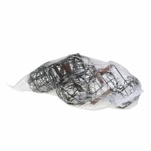 Artikel Mini trådkurv variation med træhåndtag, rustbrun, H10,5–11,5 cm, 9 stk.