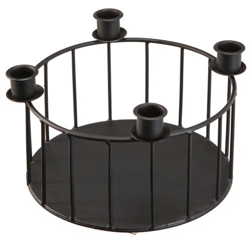 Trådkurv metal dekorativ kurv lysestage sort Ø23,5cm
