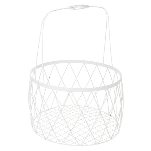 Artikel Trådkurv med håndtag, hvid metal, Ø25/30/35 cm, sæt med 3