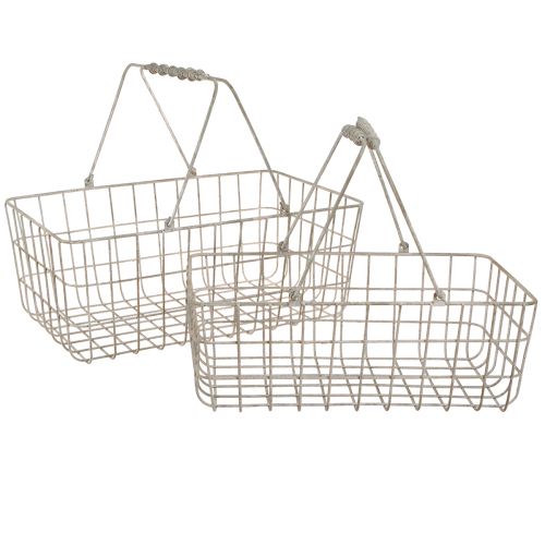 Trådkurv med håndtag grå 34×20,5cm / 38×24,5cm sæt med 2 stk.