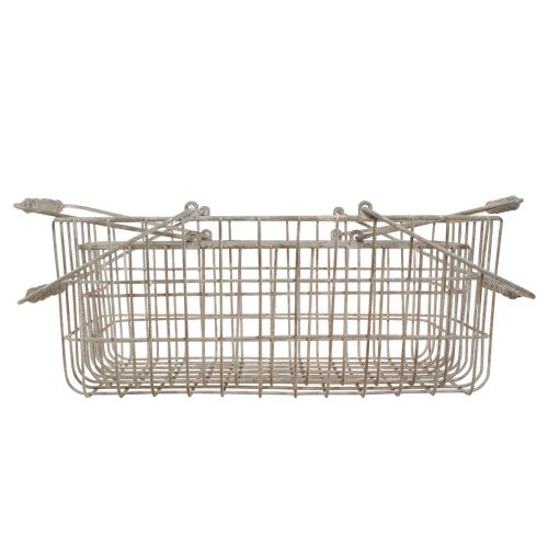 Artikel Trådkurv med håndtag grå 34×20,5cm / 38×24,5cm sæt med 2 stk.