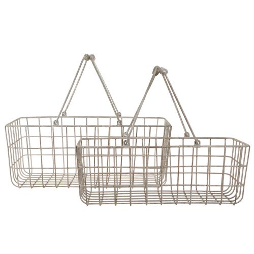 Artikel Trådkurv med håndtag grå 34×20,5cm / 38×24,5cm sæt med 2 stk.