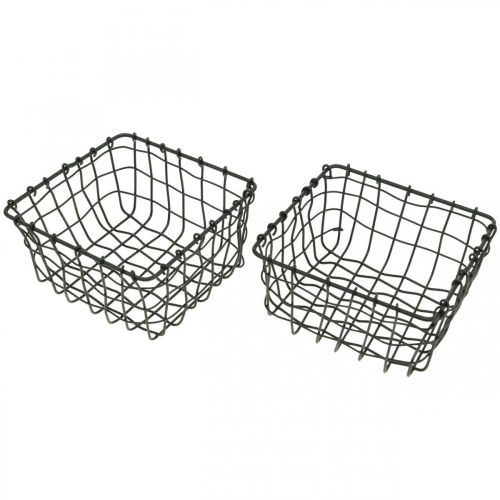 Floristik24 Opbevaringskurv, kurv til plantning, mini trådkurv firkantet 12 × 12cm 2stk