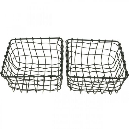 Floristik24 Opbevaringskurv, kurv til plantning, mini trådkurv firkantet 12 × 12cm 2stk