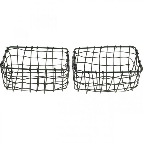 Floristik24 Mini wire kurv, metal dekoration, rektangulær plante kurv L13cm H6.5cm 2stk