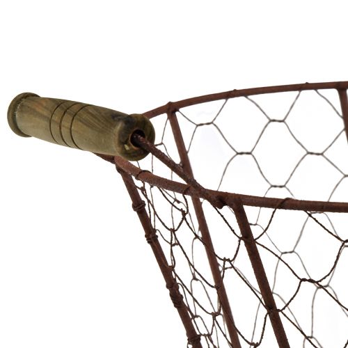 Artikel Trådkurv vintage rund med træhåndtag metalkurv rust Ø22cm