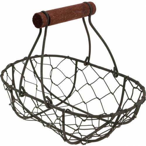 Floristik24 Trådkurv oval med håndtag grå 17×11 cm H15 cm 2 stk.