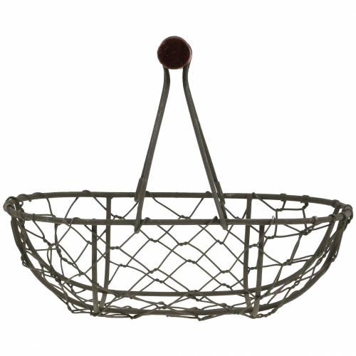 Artikel Trådkurv oval med håndtag grå 17×11 cm H15 cm 2 stk.