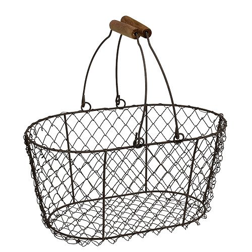 Trådkurv oval med hank 27x16,5cm H13,5cm brun