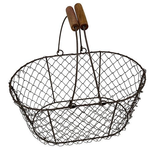 Artikel Trådkurv oval med hank 27x16,5cm H13,5cm brun