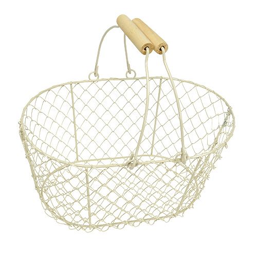 Floristik24 Trådkurv oval med hank 27x18cm H13,5cm creme