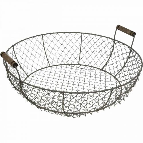Floristik24 Trådkurv rund med håndtag kurv gråbrun Ø32/36/40cm sæt med 3 stk.