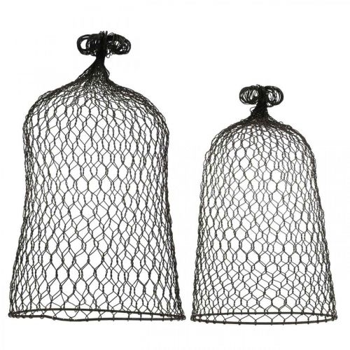 Floristik24 Dekorativ klokke af metal, klatrehjælp, trådhætte brun, patina H50/41cm Ø30/25cm, sæt med 2 stk.