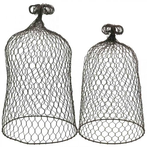 Floristik24 Dekorativ klokke af metal, klatrehjælp, trådhætte brun, patina H50/41cm Ø30/25cm, sæt med 2 stk.
