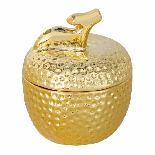 Floristik24 Duftlys &quot;Spiced Apple&quot; i æble smykkeskrin guld Ø7,2cm H8,5cm