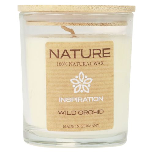 Duftlys i glas naturvokslys Wild Orchid 85×70mm