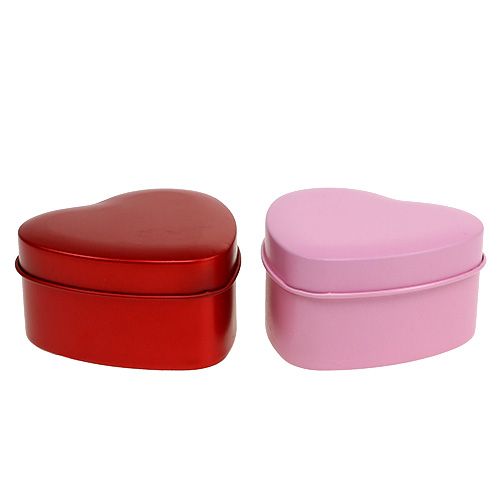 Floristik24 Duftende stearinlys hjerteform pink / rød 7cm x3.5cm 2stk