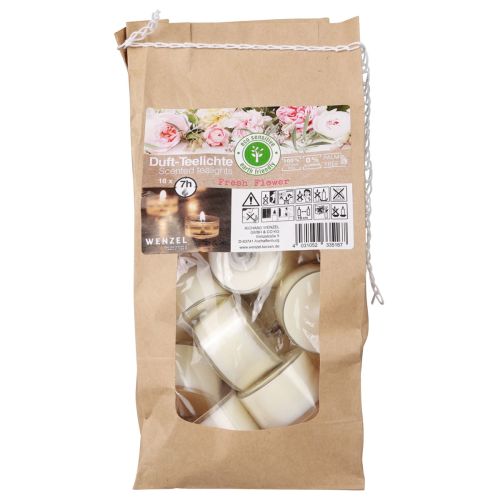 Artikel Duftende fyrfadslys Fresh Flower duftende fyrfadslys hvid Ø25cm 7t 18 stk.