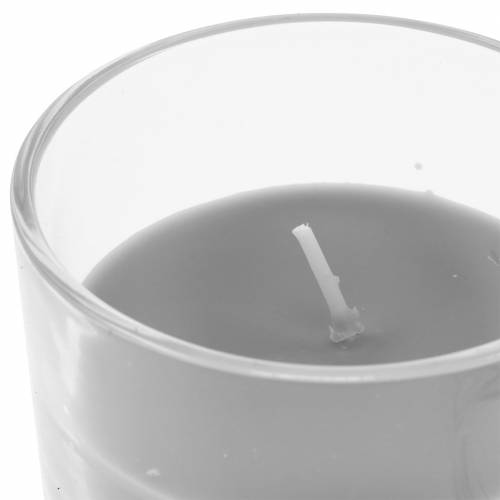 Artikel Duftlys i et glas vaniljegrå Ø8cm H10.5cm