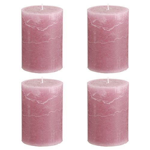 Artikel Ensfarvede søjlelys pink gammelrosa 70x100mm 4 stk