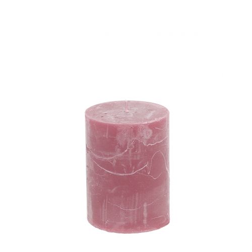 Ensfarvede stearinlys antik pink 60x80mm 4stk