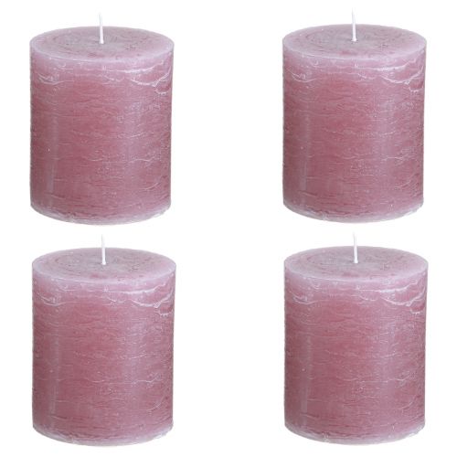 Artikel Ensfarvede stearinlys gamle pink søjlelys 70×80mm 4 stk