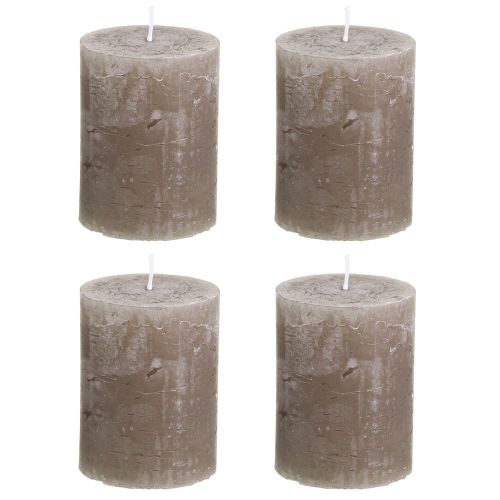 Artikel Ensfarvede stearinlys brune søjlelys 60×80mm 4 stk