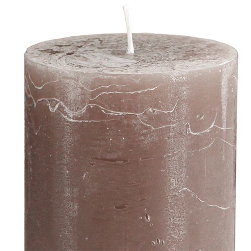 Artikel Ensfarvede stearinlys brune søjlelys 70×120mm 4 stk
