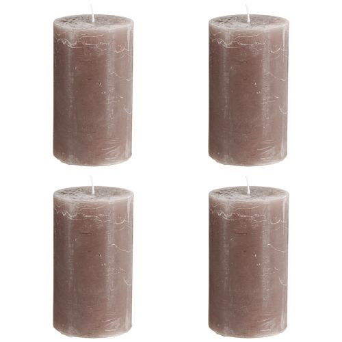 Artikel Ensfarvede stearinlys brune søjlelys 70×120mm 4 stk