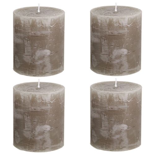 Artikel Ensfarvede stearinlys brune søjlelys 70×80mm 4 stk