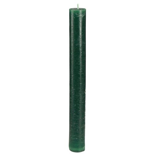 Floristik24 Ensfarvede lys mørkegrønne pindelys 34x300mm 4 stk