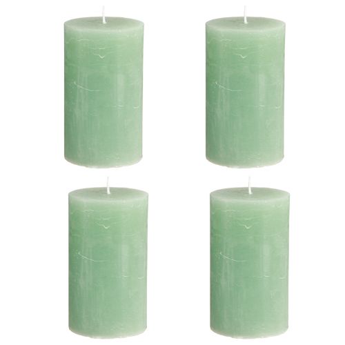Artikel Ensfarvede stearinlys grønne jade søjlelys 70×120mm 4 stk.