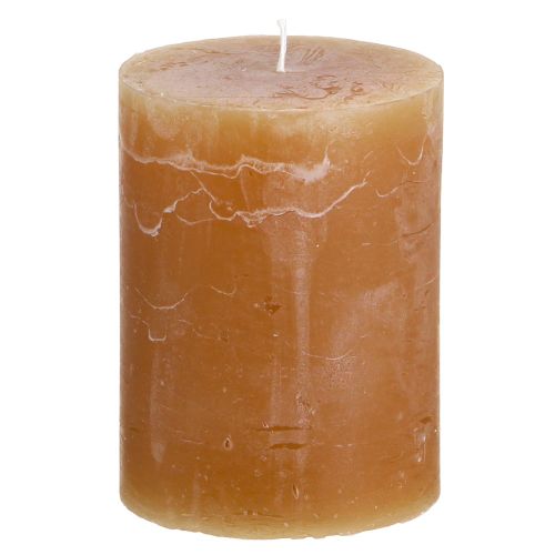 Ensfarvede stearinlys karamel søjlelys 60×80mm 4 stk