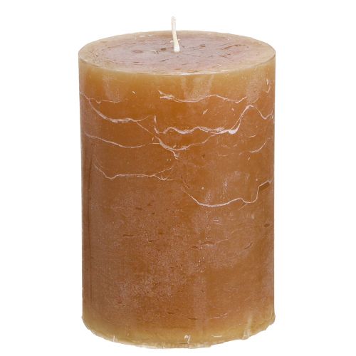 Ensfarvede stearinlys karamel søjlelys 70×100mm 4 stk