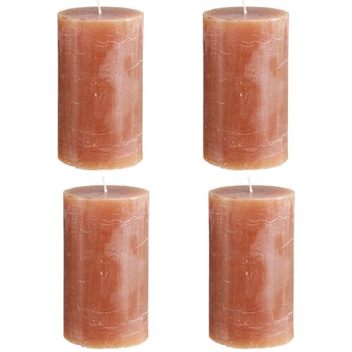 Artikel Ensfarvede stearinlys karamel søjlelys 70×120mm 4 stk