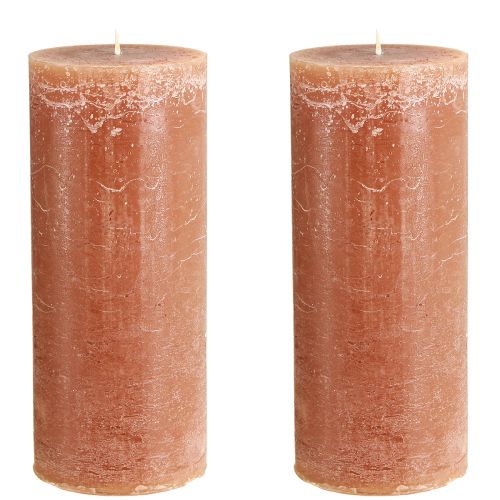 Artikel Ensfarvede stearinlys karamel søjlelys 85×200mm 2 stk