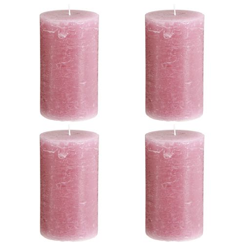 Artikel Ensfarvede lys pink søjle lys gammel pink 70×120mm 4 stk.