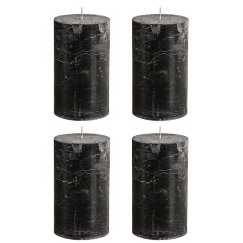 Artikel Ensfarvede lys sorte søjlelys 70×120mm 4 stk