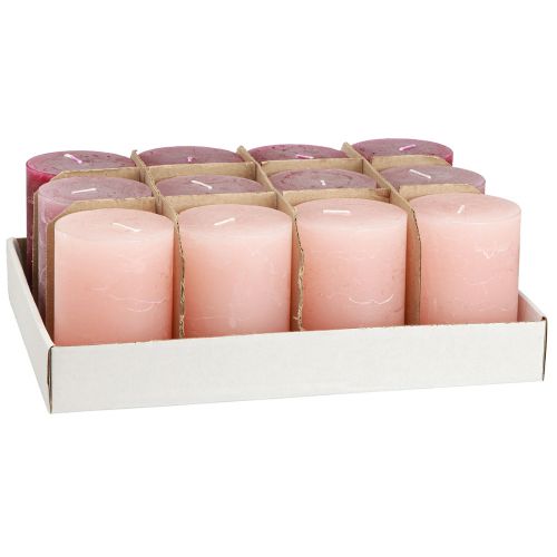 Artikel Ensfarvede lys søjler pink bær 70x100mm 12 stk