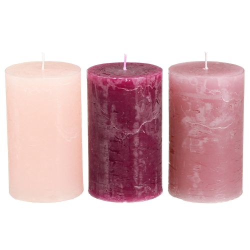 Artikel Ensfarvede søjlelys 3 farver Berry 60×100mm 12 stk.